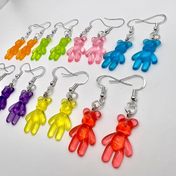 Gummy Bear Earrings - Rainbow Colors - Mini Bear Earrings - Teddy Bear Earrings - Picture 5 of 10